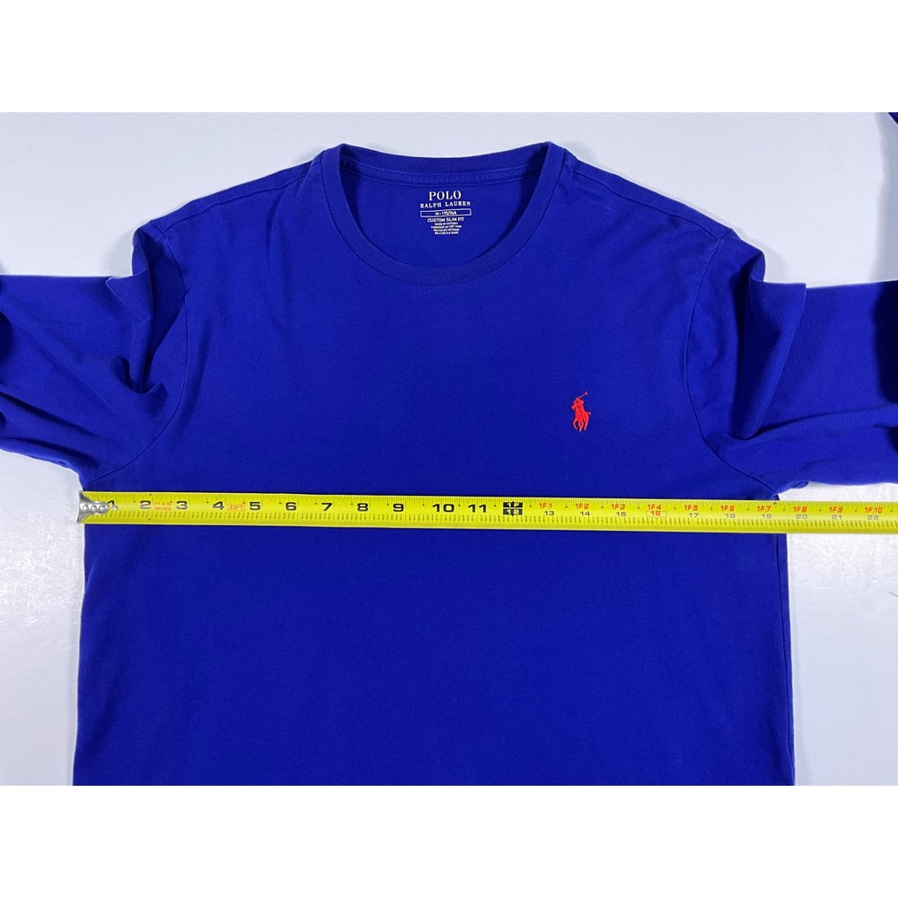 Polo Ralph Lauren Mens Custom Slim Fit Long Sleeve Blue T-Shirt Red Pony Size M - Picture 11 of 14